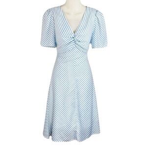 NWT Lea & Viola blue white stripe a-line dress C.C8